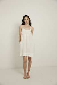 Night Dresses: Evie Slip, Snow Embroidery