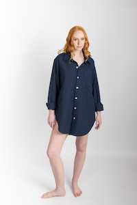 Mira Shirt, Navy Pinstripe