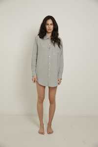 Night Dresses: Mira Shirt, Black/White Stripe