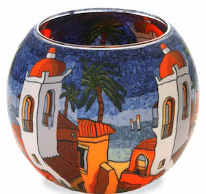 Tealights: Glass Tealight Holder - Santorini Sunset