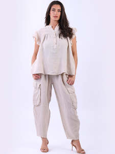 Anne Kate Tops: Anne + Kate Italian Linen Lagenlook Ruffle Blouse