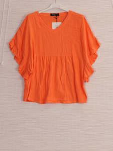 Anne Kate Tops: Anne + Kate Positano Frilled Sleeves Linen Blend Top