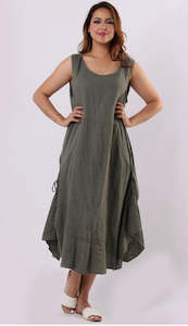 Anne + Kate Italian Plain Linen Gathered Sides Dress