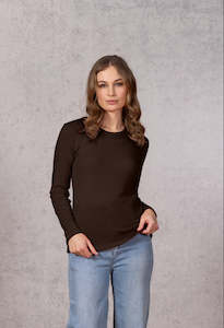 Bay Road Merinos: Bay Road Merinos Womens Crew Espresso