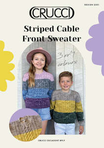 Child Knitting Patterns: Crucci Striped Cable Front Sweater, Knitting Pattern #2301