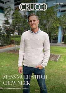 Adults Knitting Patterns: Crucci Mens Multi Stitch Crew Neck Sweater 8ply Knitting Pattern #2209