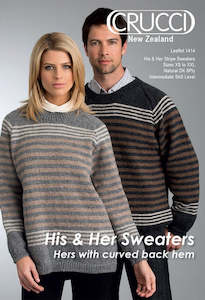 Crucci His & Hers Stripe Sweaters 8ply Knitting Pattern #1414