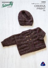 Yarn: Naturally Omana Print Cardigan & Hat 4ply #K3043