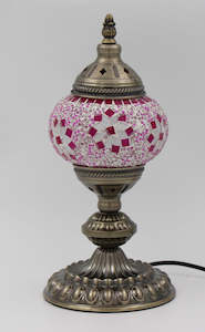 Turkish Mosaic Table Lamp 33cm Pink Star