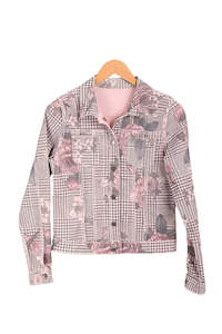 Onado Reversible Denim Jacket Houndstooth Pink
