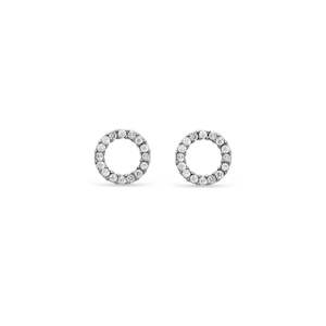 Ear Sense Hypoallergenic Earrings: Ear Sense Earring CH261 Small Silver Crystal Circle Stud Earrings