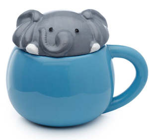 New: Adormals Elephant Peeping Lidded Ceramic Mug