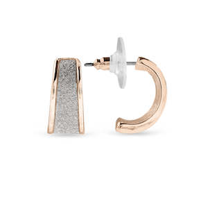 Ear Sense Hypoallergenic Earrings: Ear Sense Earring F381R Rose Gold with Glitter, Tapered Huggie Stud Earrings, 17mm in Length
