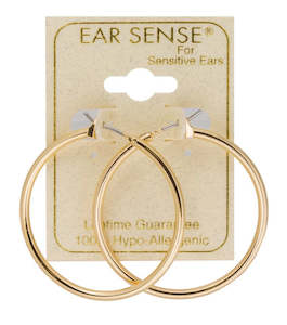 Ear Sense Hypoallergenic Earrings: Ear Sense Earrings F494-3 35mm Gold Hoops