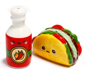Novelty: Taco & Hot Sauce Salt & Pepper Set