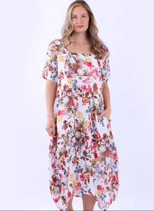 Anne + Kate Italian Tanaro Floral Linen Dress