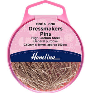 Hemline Dressmaker Pins High Carbon Steel 30mmx0.60mm
