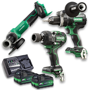 Products: Hikoki 3pc HD Drill/Wrench/Grinder Kit