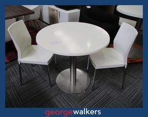 Coffee Tables: PR6309  White/Chrome UFL/Buro Round Table and 2 Chair Set