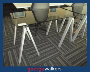 PR6305  Black Glass  Trestle Table