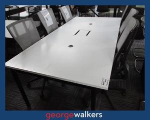 PR6367  White Boardroom Table with Tech Port Access