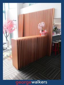 Reception: PR6512 Slat Wood Reception Counter & Panelling