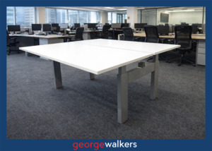 PR6572  White Melteca  2 Man Pod Desk