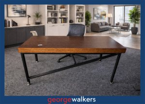 PR6561  Oak Finish  Industrial Modern Office Desk