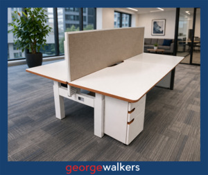 FE1510 - White/Tawa Trim Straight Desk