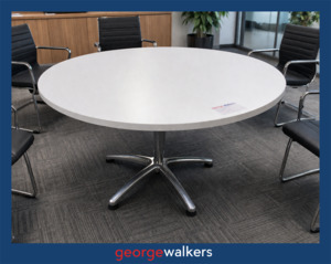 PR6665  White  Round Meeting Table 1.1M