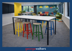 Meeting Room: PR6643  White  Bar Leaner Height Meeting Table 1800mm
