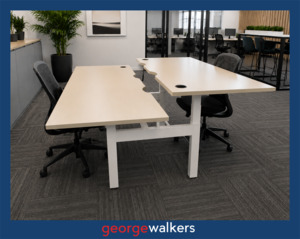 VL1  Maple  2 Person Electric Height Adjustable Pod Desk 1.8M