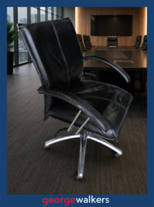 Boardroom: Boardroom Chair - Armrest - Upholstered - Black Leather - VL61