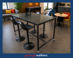 Meeting Room: VL30  Black Glass  Leaner Height Meeting Table