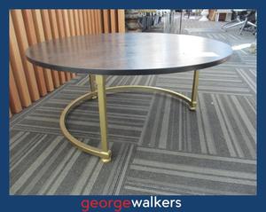 COFFEE TABLE – ROUND – BLACK WOODGRAIN – GOLD BASE – PR6870
