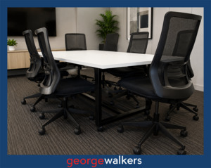 BOARDROOM TABLE – BLACK STEEL FRAME – WHITE TOP – 2.4M – PR6864