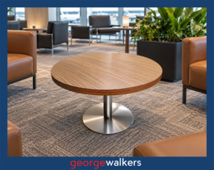 Coffee table - Commercial - Woodgrain - Chrome pedestal - PR7061