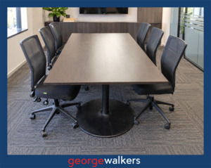All: Boardroom table - Large meeting table - Chocolate woodgrain - 2.4m - PR7055