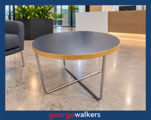 All: Coffee table - UFL - Round - Chrome cross base - RRP $700+-PR7045