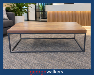 Coffee table - Walnut melteca - Black metal frame - 1.2m - PR7047