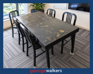 Coffee Tables: Table – Black/gold foil – Industrial metal frame – 1.46m – PR7026
