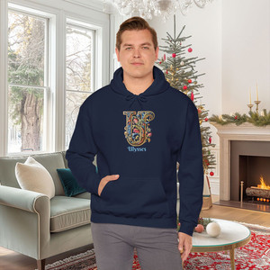 Products: Gildan 18500 Grey Hooded Sweatshirt Personalized Name Illuminated Floral Letr U Georgie & Lexy