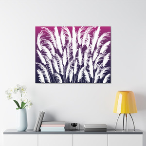 Products: Purple & White Wall Art on Canvas 7 Sizes Sunset White Pampas Grass Silhouettes Georgie & Lexy