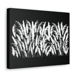 Products: Black & White Wall Art on Canvas 12 Sizes with Moonlit Pampas Grass Silhouettes Georgie & Lexy