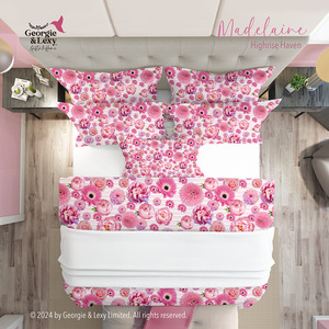 Products: Madelaine Pink Peonies Floral Comforter Bedding Georgie&Lexy USA