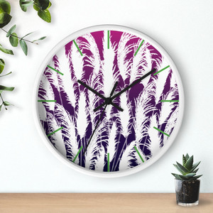 Products: Purple & White Clock White Wood Frame with Sunset White Pampas Grass Silhouettes Georgie & Lexy