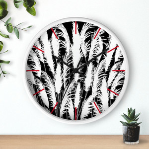 Products: Black & White Clock White Wood Frame with Moonlit White Pampas Grass Silhouettes Georgie & Lexy
