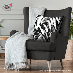 Products: Black & White Throw Pillow 4 Size Moonlit White Pampas Grass Silhouettes Bedding Georgie & Lexy