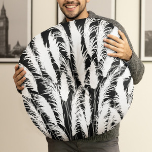 Products: Black & White Round Floor Pillow S/L with Moonlit White Pampas Grass Silhouette Georgie & Lexy