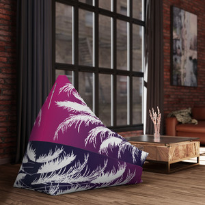Products: Purple & White Bean Bag Cover with Sunset White Pampas Grass Silhouettes Print Georgie & Lexy